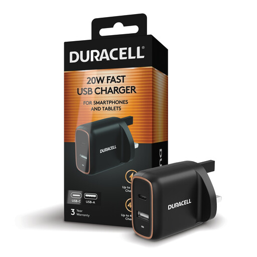 Duracell 20W USB-C & USB-A Wall Charger