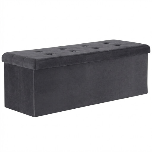 Woltu 110cm Velvet Storage Bench, Grey
