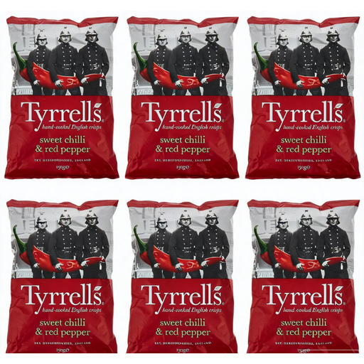 Tyrrells Hand-Cooked English Crisps Sweet Chilli & Red Pepper 150g x 6pcs