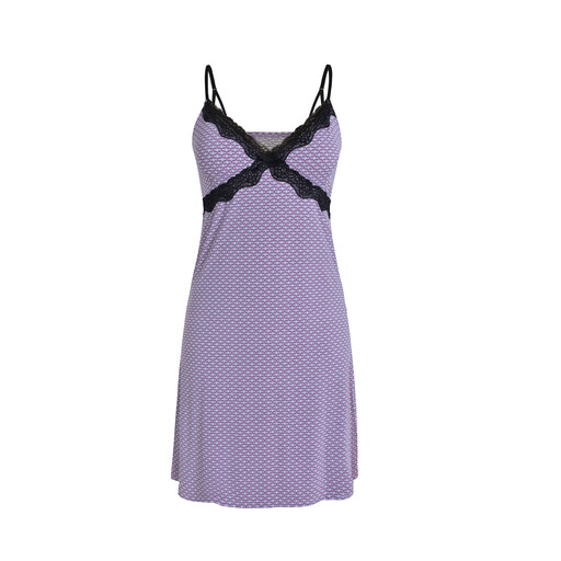 IZURIA Black Narrow Lace V-Neck Lavender Suspender Dress