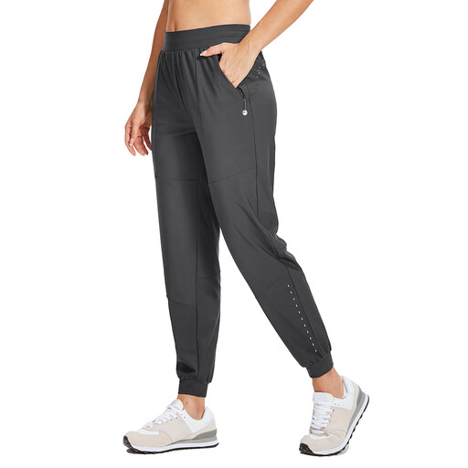 WILLIT Women's Athletic Joggers Pants Running Workout Quick Dry Pants Lightweight with Zipper Pockets Dark Gray L