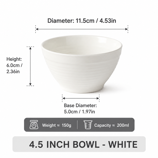 JIWOO Lurcern 4.5 英寸 哑光白色碗 1 件装