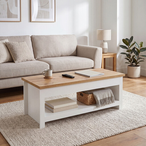 Vida Designs Arlington 长方形茶几，白色橡木纹