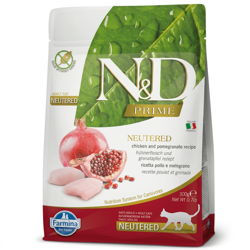 Farmina N&D Prime Complete Cat Food for Neutered Cats - Chicken - 300 g