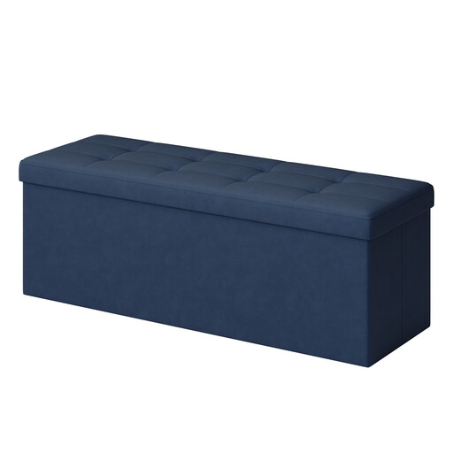 Ochama Storage Ottoman in Dark Blue Velvet