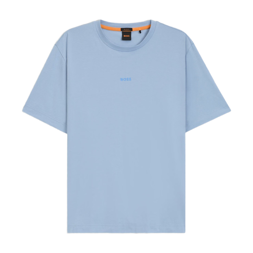 BOSS Stretch-cotton T-shirt with Contrast Logo in Open Blue