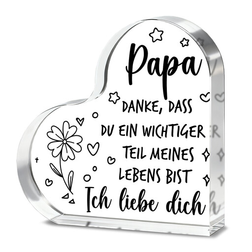 Kristallherz mit Gravur "Papa Danke"