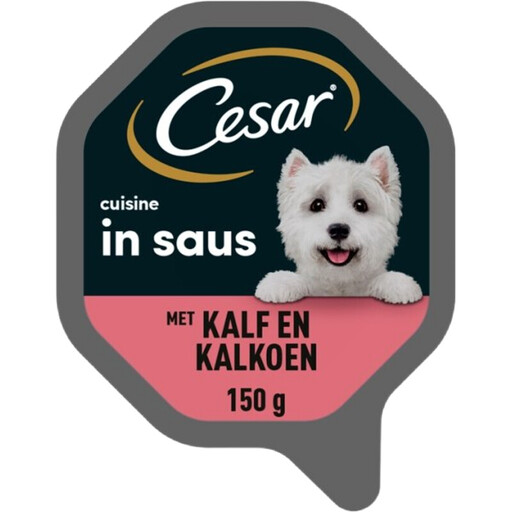 CESAR Premium, aliment humide pour chien à la dinde et au veau, riche en protéines, 150 g