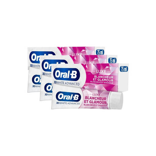 Oral-B 3D White Advanced Luxe Whitening Toothpaste 75 ml - Pack of 3 (3 x 75ml = 3 tubes)