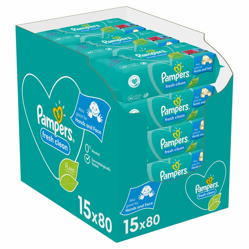 Pampers Fresh Clean Baby Wipes 15x80pk