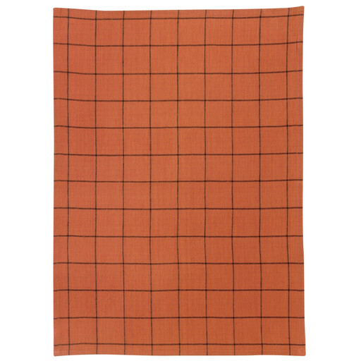 Kilia 砖红色格纹亚麻棉混纺厨房巾 50 X 70