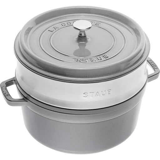 STAUB Cast Iron Braiser Cocotte with Steaming Insert