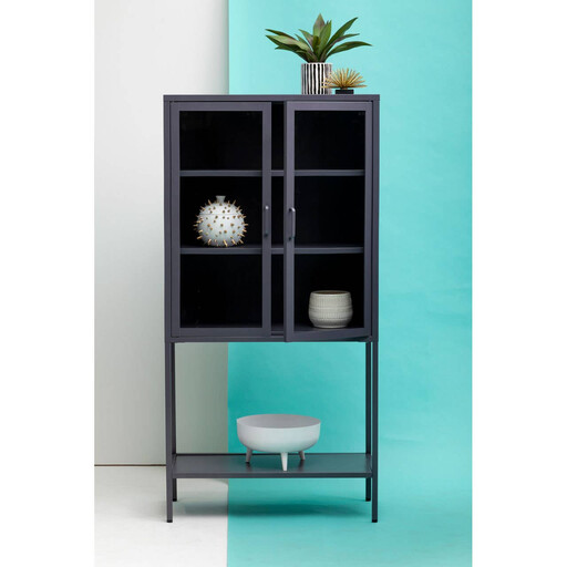 Interiors by Premier Display Cabinet Acier Metal Grey Tall
