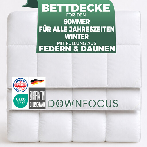 DOWNFOCUS Classic Design 2-in-1 Summer&All Season Feather Down Bedding Comforter, 200x200cm