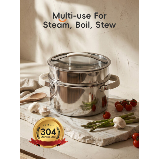 PURECOOK Tri-Ply 304 Stainless Steel Stock Pot 24 cm