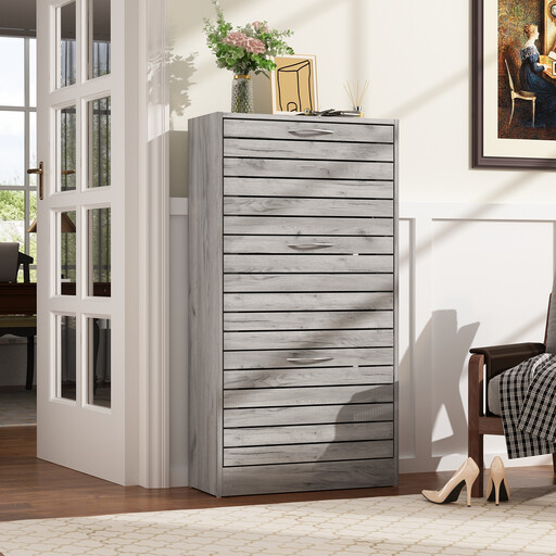 Caldion 3-Flap Shoe Cabinet in Grey