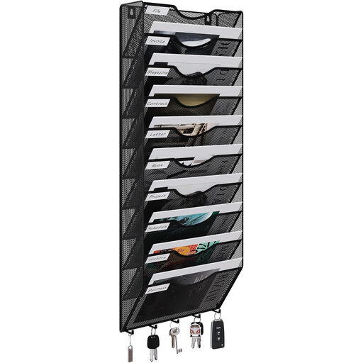 Senhoglb 10 Tier A4 Mesh Wall Pocket File Holder