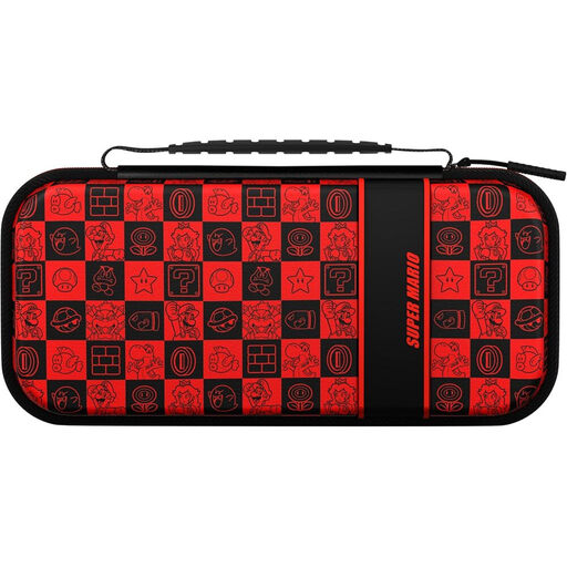 PDP Gaming Hard Case Travel Case Plus Nintendo Switch, Switch Lite and Switch OLED - Accessory Pouches - Official Super Mario License - Bright 3D Design - Super Icon Glow Pattern - Red