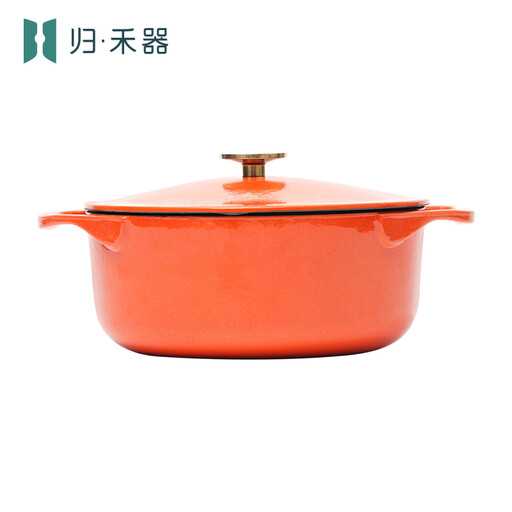 Guiheqi [Orange Wish Auspicious] Enamelled Cast Iron Pot 22cm 3L