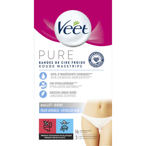 Veet Pure Hair Removal Wax Strips Bikini Line Sensitive Skin