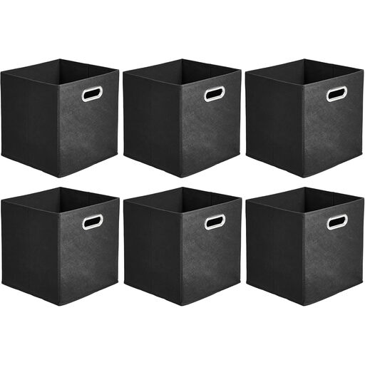 ANQI Collapsible Cube Storage Organizer Bins, 6-Pack, Black