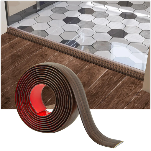 Art3d Self-Adhesive Vinyl Floor Transition Strip， 122 x 4 x 0.3 cm， Brown Wood Grain