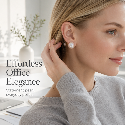 VoxorAI Creamy White Classic Double Pearl Earrings