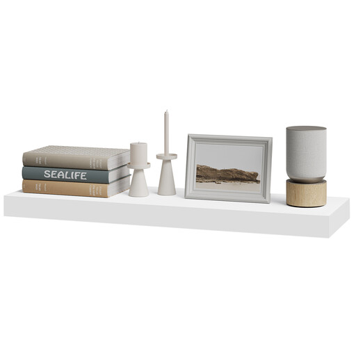 Woltu Wall Shelf White with Suspended Drawer