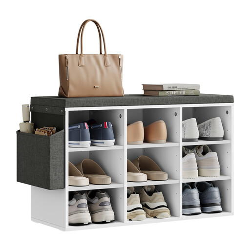 WOLTU Shoe Bench with Seat and 9 Compartments