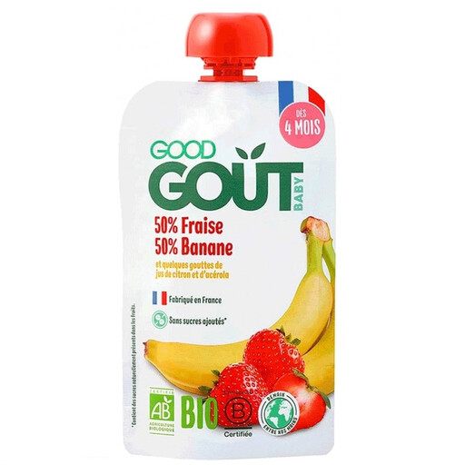 Purée de fruits G.GOUT Organic fraise-banane, sachet de 120 g
