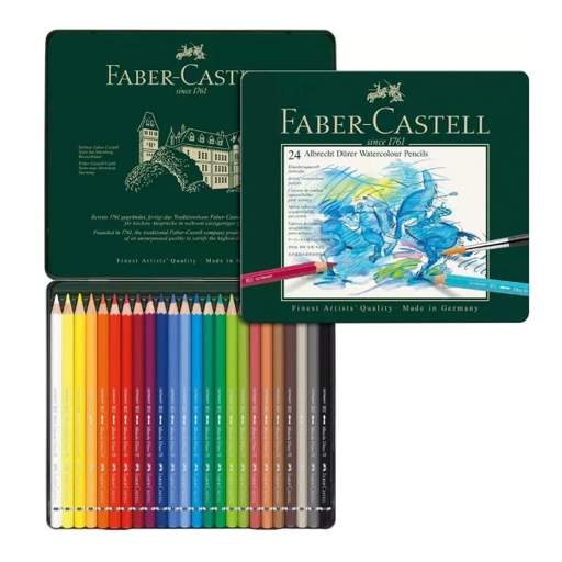 Faber-Castell crayons aquarellables en boîte métallique, 24 pièces