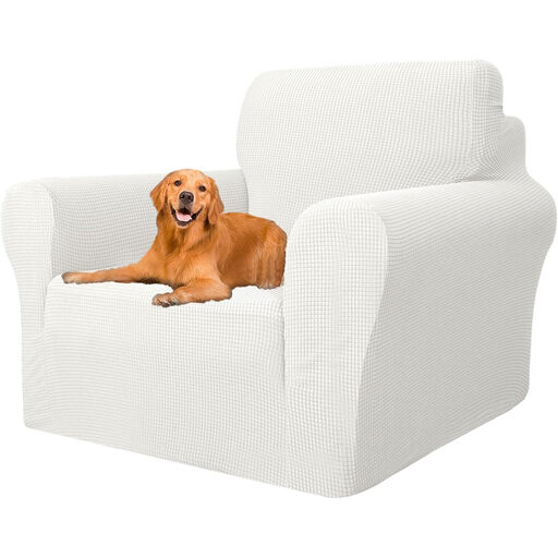 YSTYLE Stretch Fleece Armchair Cover in White