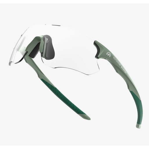 OutdoorMaster HawkSharp HD Photochromic Cycling Sport Sunglasses in Green Frame
