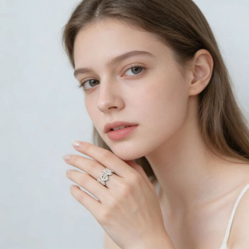 Bague ouverte Verbex en argent S925 avec motif dentelle
