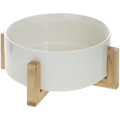 Secret de Gourmet Bamboo and White Ceramic Salad Bowl