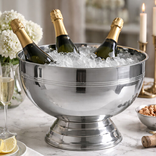 Interiors by Premier Ankara Silver Hammered Champagne Bowl