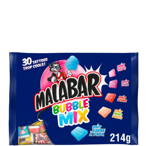 MALABAR Bubble Mix Chewing Gum Sweets 214g Bag