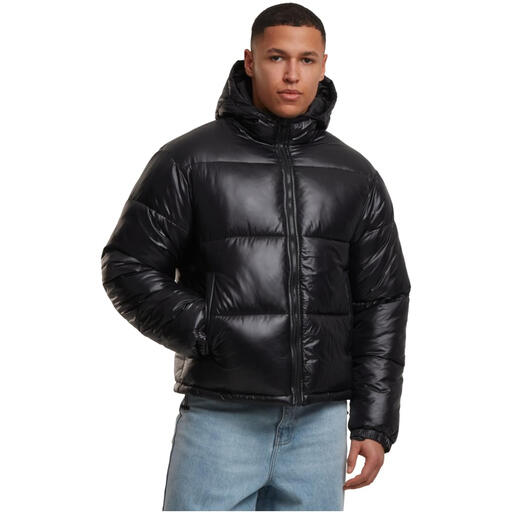 Urban Classics Shiny Puffer Jacket With Hood black