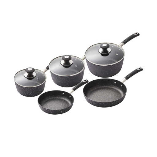 Tower Precision 5 Piece Non-Stick Forged Aluminium Pan Set in Black