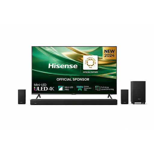 Hisense 75E8S 75" MiniLED 4K TV + AX512H 5.1.2 Dolby Atmos Soundbar