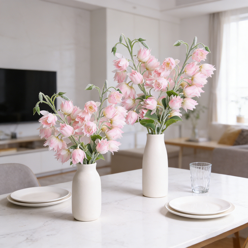 Lot de 3 grandes campanules artificielles en soie Yuejia de 84 cm, imitation muguet ou orchidée, pour décoration d'intérieur, bureau, centre de table (Rose)