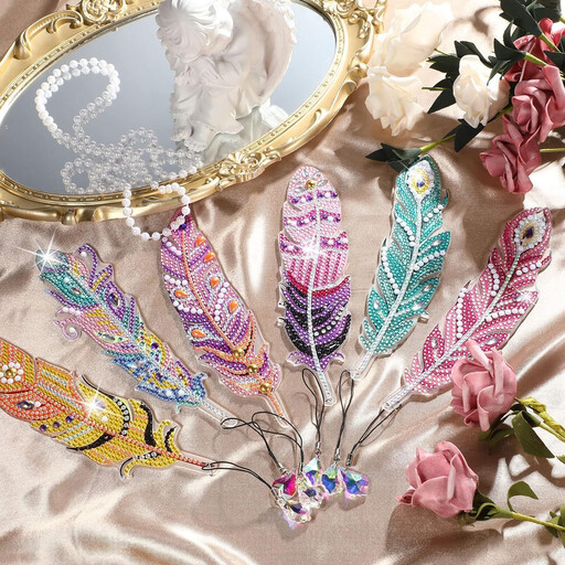 A colourful diamond art bookmark kit with a tassel