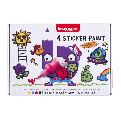 Bruynzeel Sticker Paint Set – 4 Mixable Colours + 2 Templates