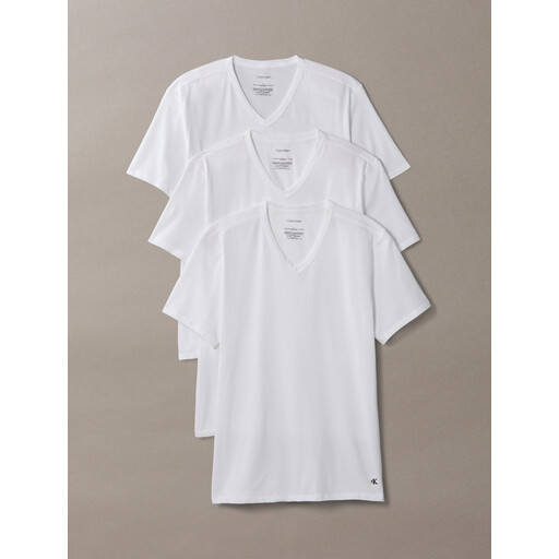 Calvin Klein S/S V-Neck T-Shirt, 3-Pack, White