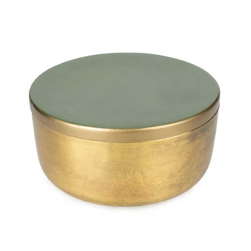 Candlelight Decorative Box Metal & Enamel Gold/Green