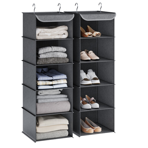 Ochama Set of 2 Foldable Hanging Shelves for Wardrobe