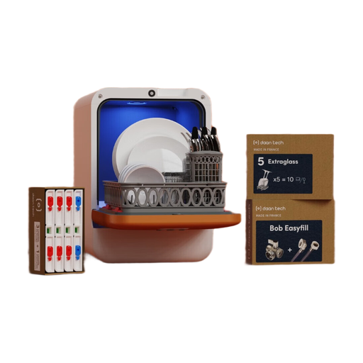 Bob dishwasher in white and copper, All-Options Pack
