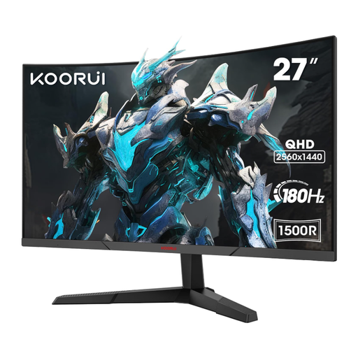 KOORUI 27-inch QHD Curved Gaming Monitor, 2560*1440, 180 Hz 1ms, DCI-P3 85%, Adjustable Tilt, HDMI/DP, MG27A12QV3