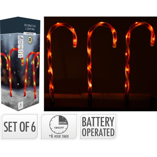 6er-Set LED Zuckerstangen-Leuchten
