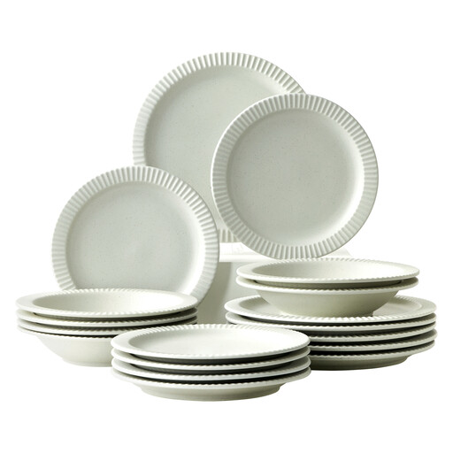 Jiwoo Collins Dinnerware Set in light grey with subtle relief
